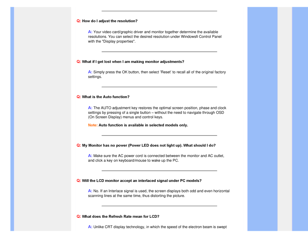 Philips 220XW8 user manual How do I adjust the resolution?, What if I get lost when I am making monitor adjustments? 