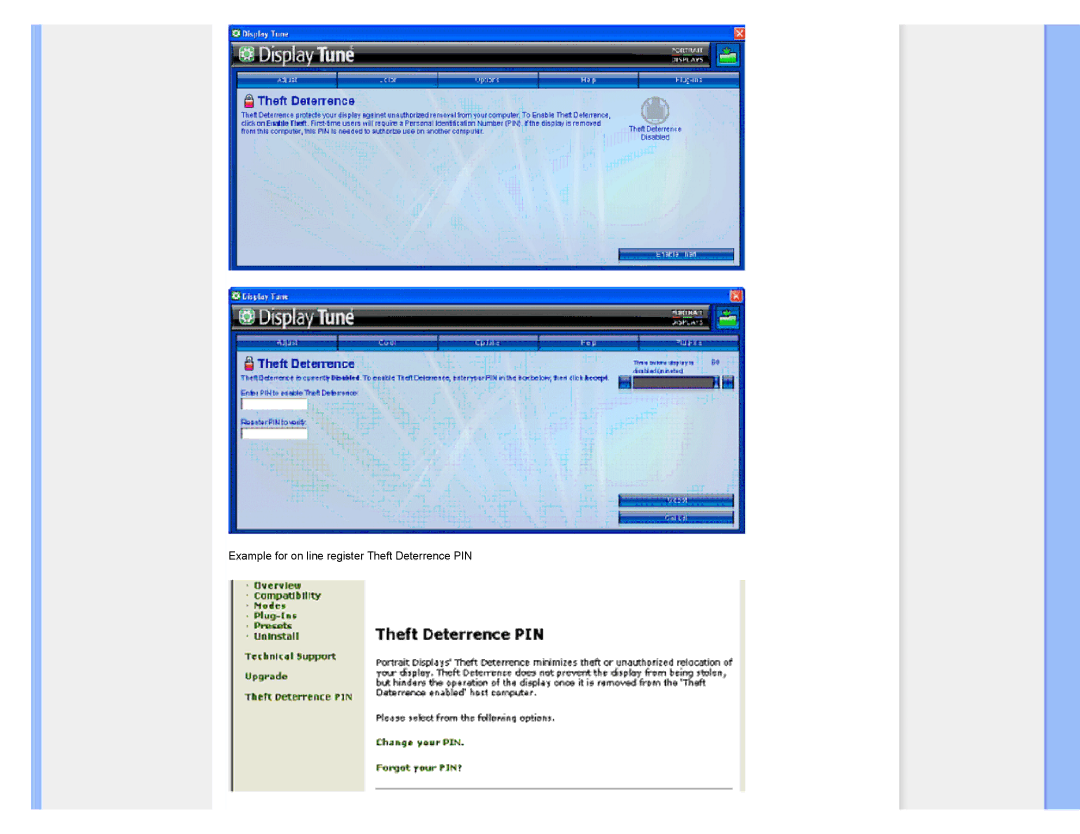 Philips 220XW8 user manual Example for on line register Theft Deterrence PIN 