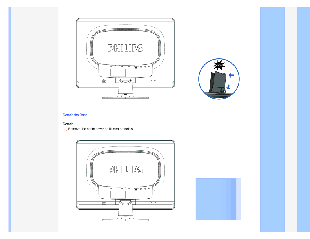 Philips 220XW8 user manual Detach the Base 