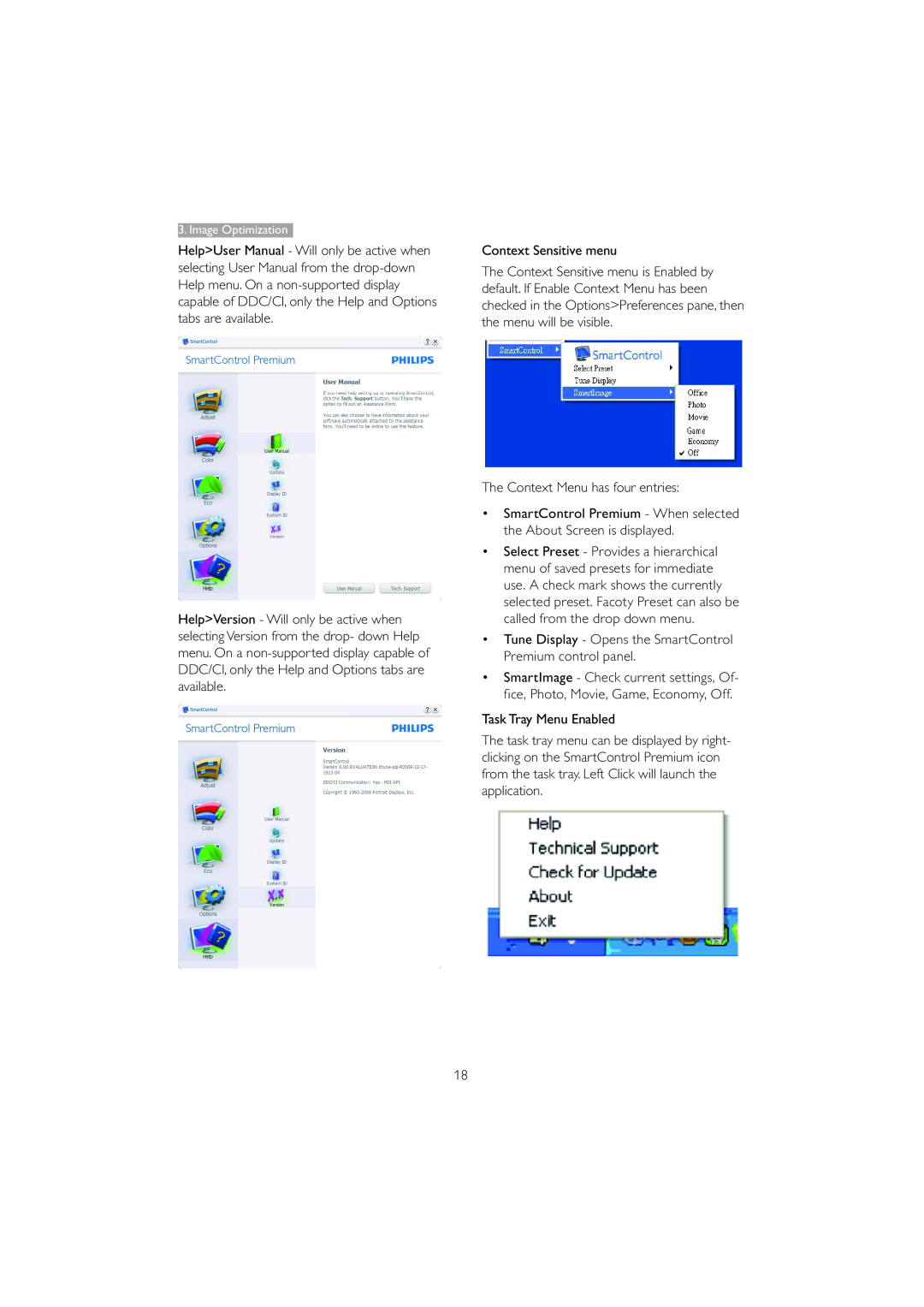 Philips 221B3 user manual Context Sensitive menu 