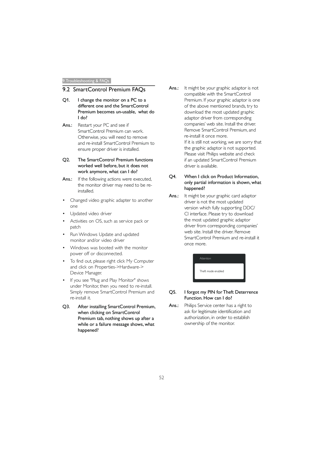 Philips 221B3 user manual SmartControl Premium FAQs 