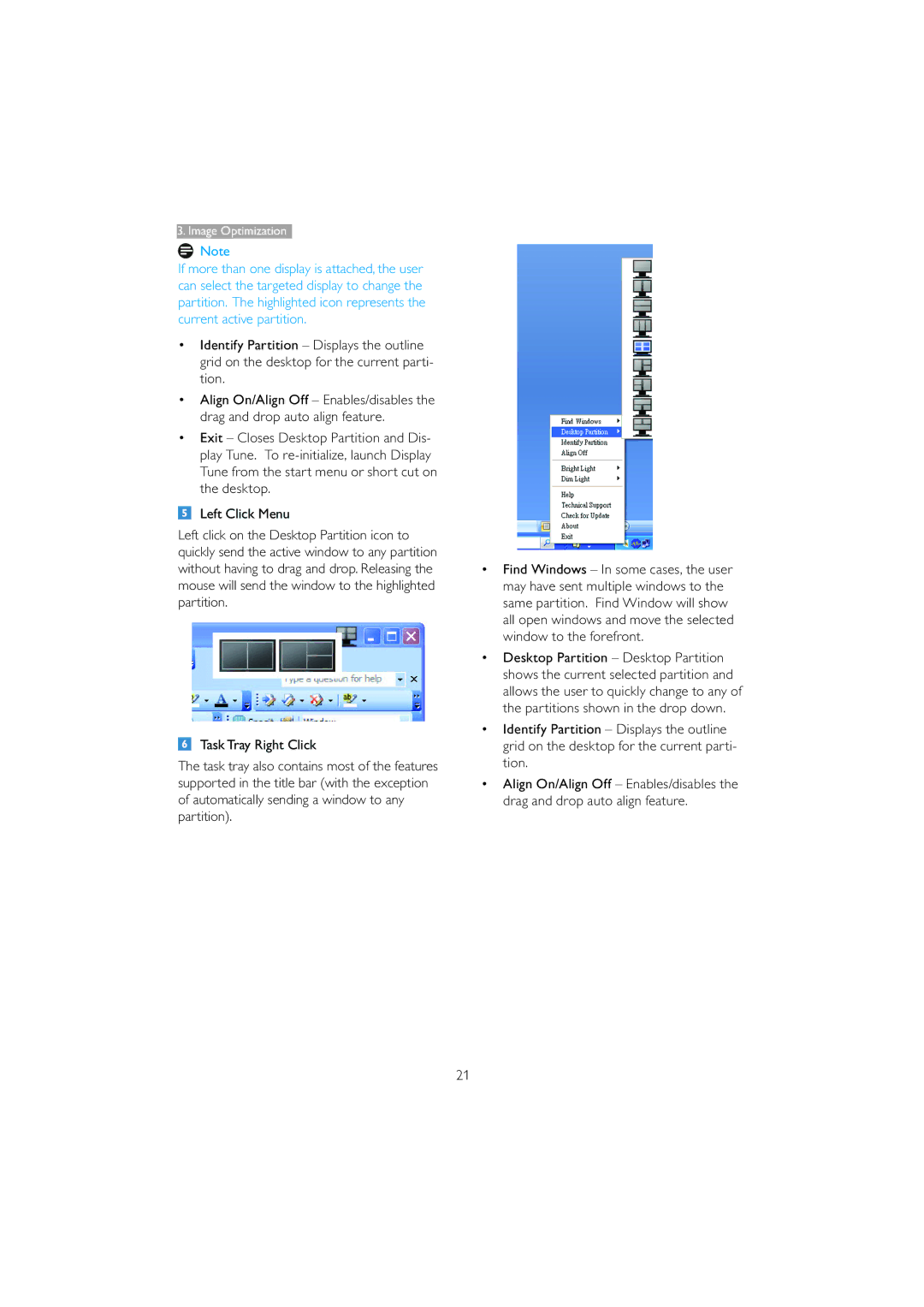 Philips 221B3 user manual Mouse will send the window to the highlighted, Partition, Window to the forefront 