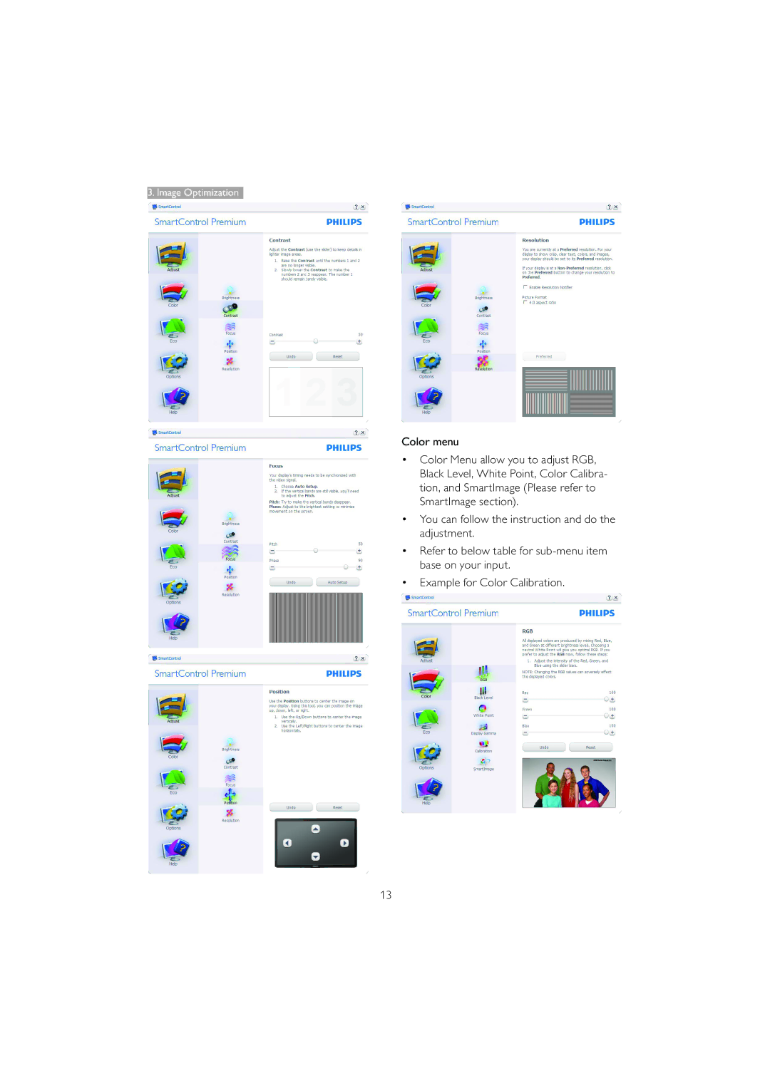 Philips 221B3 user manual Color menu 