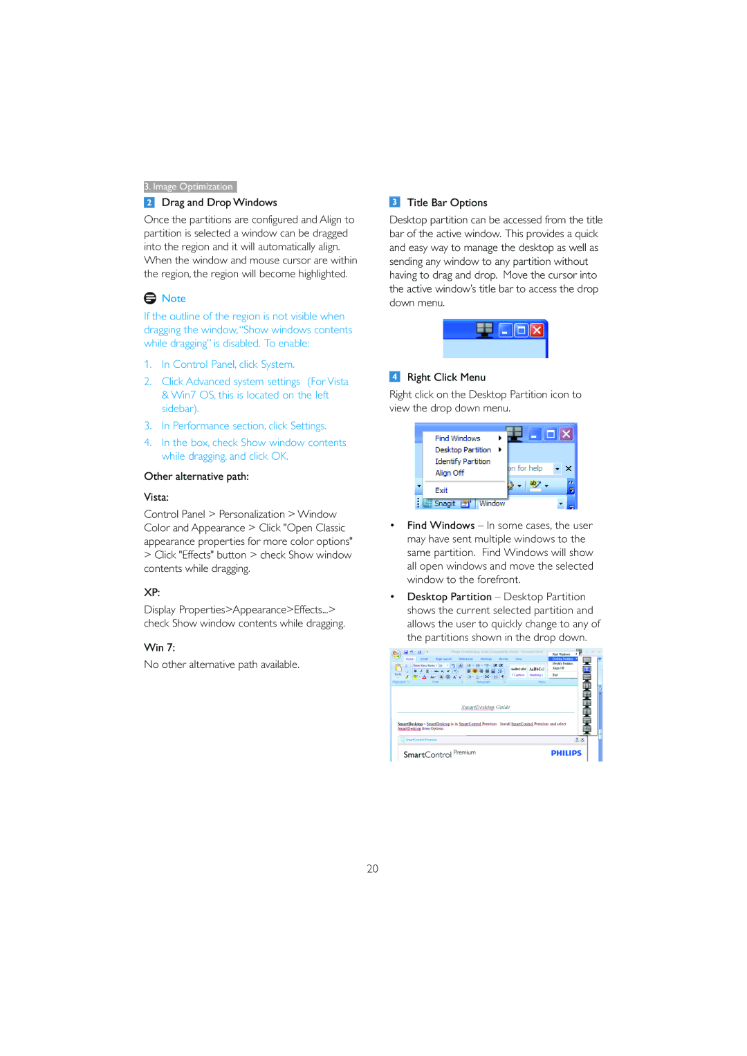 Philips 221B3 user manual Drag and Drop Windows, Other alternative path Vista 