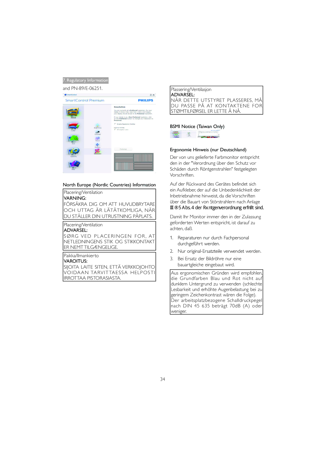 Philips 221B3 user manual Varning, Varoitus 