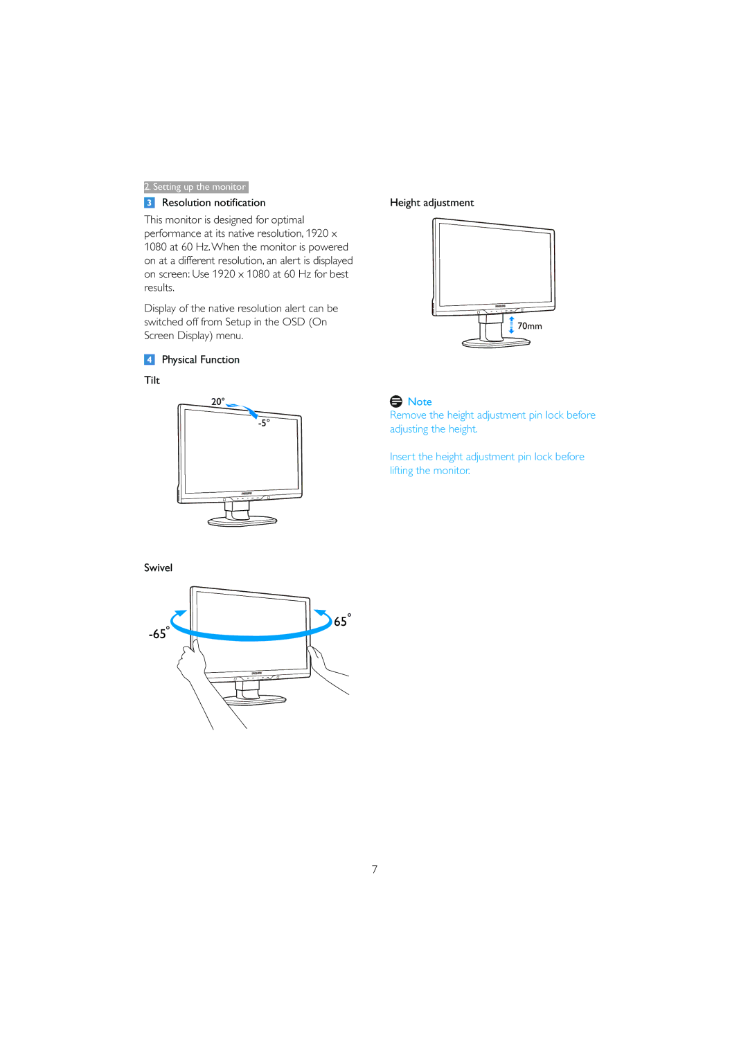 Philips 221B3 user manual 70mm 