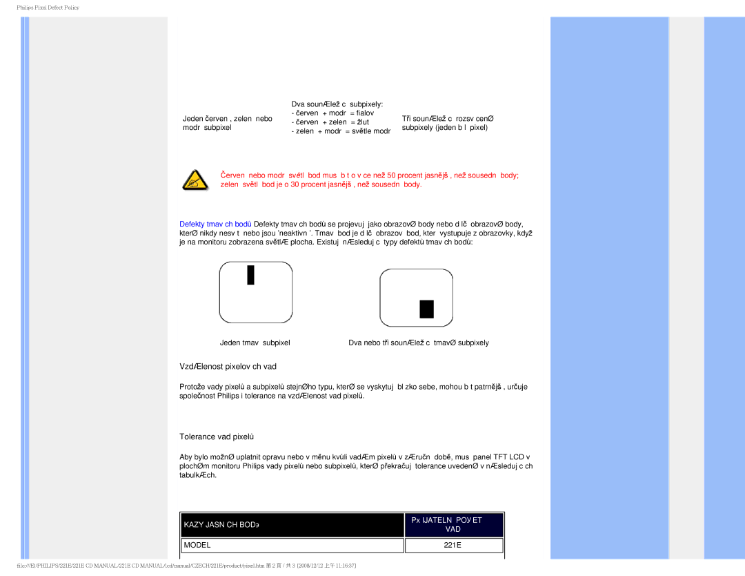 Philips 221E user manual Model 