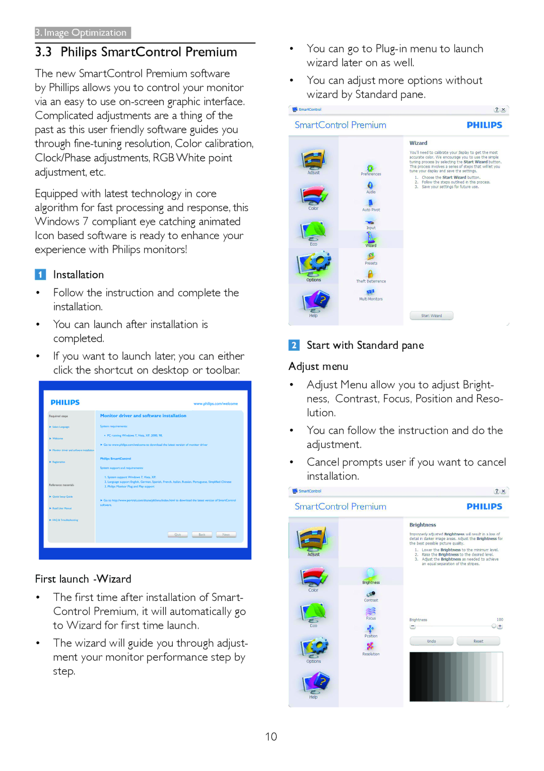 Philips 221P3 user manual Philips SmartControl Premium, First launch -Wizard 