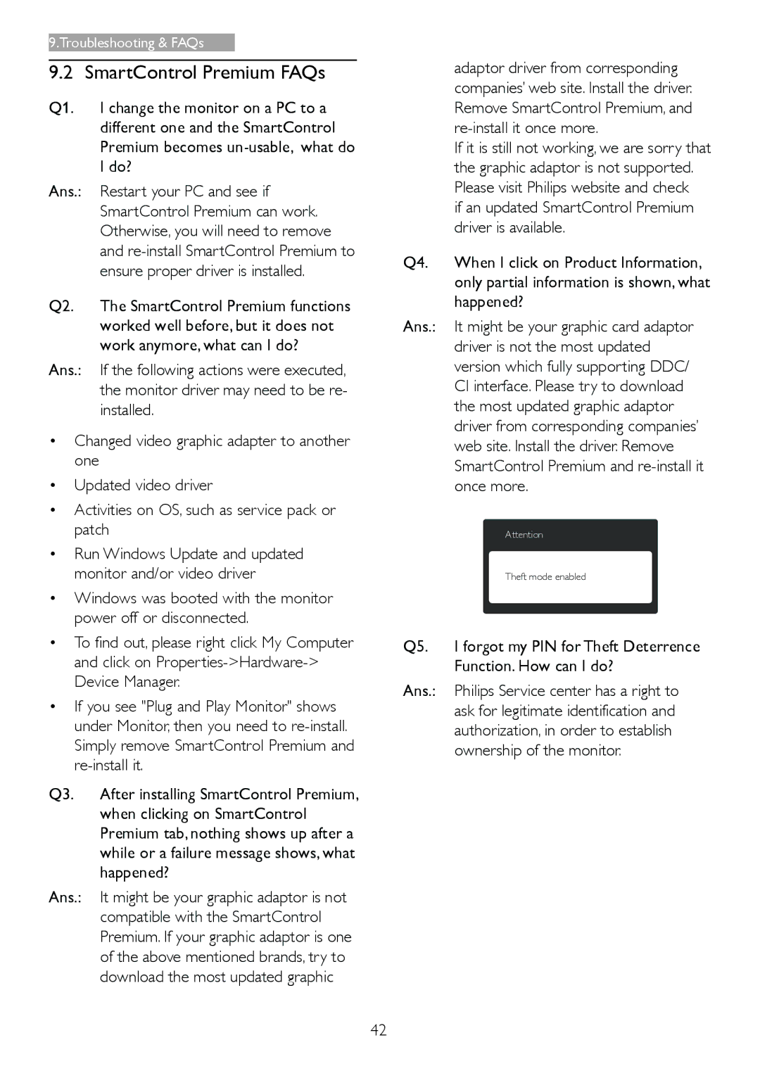 Philips 221P3 user manual SmartControl Premium FAQs 