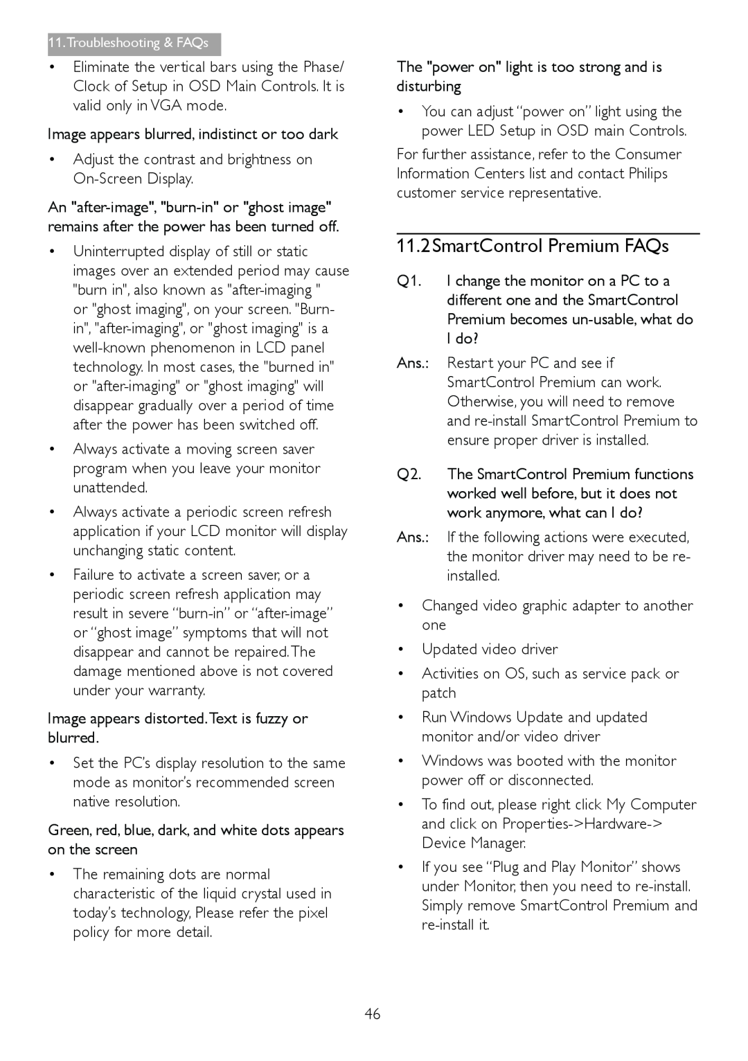 Philips 221P6, 221B6 user manual 11.2SmartControl Premium FAQs 