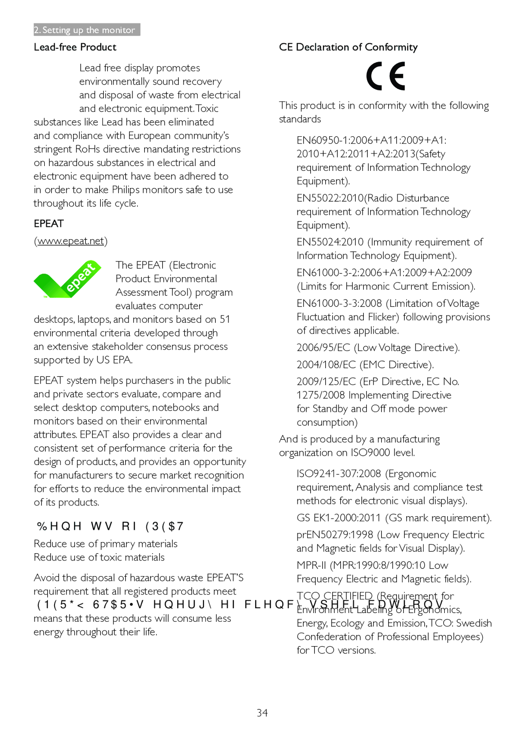 Philips 221P6, 221B6 user manual Lead-free Product, Epeat Electronic Product Environmental, Benefits of Epeat 