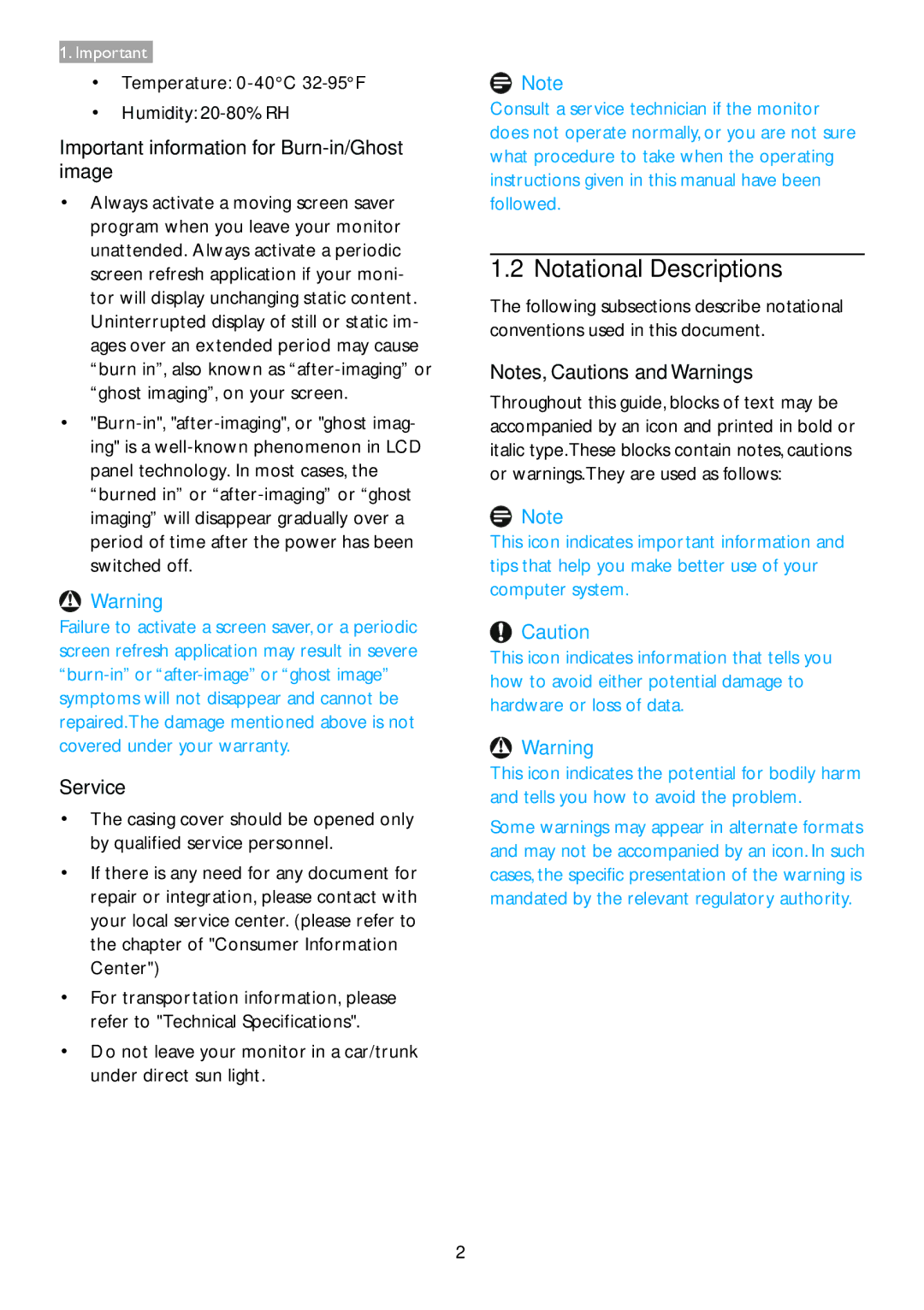 Philips 221S3UCB/27 user manual Notational Descriptions 