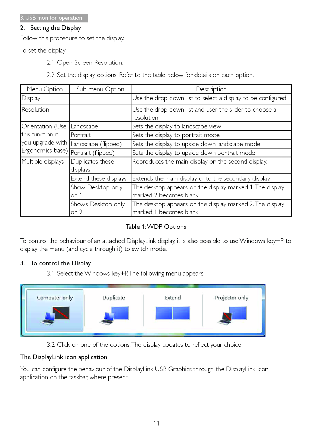 Philips 221S3UCB user manual Use the drop down list to select a display to be configured 