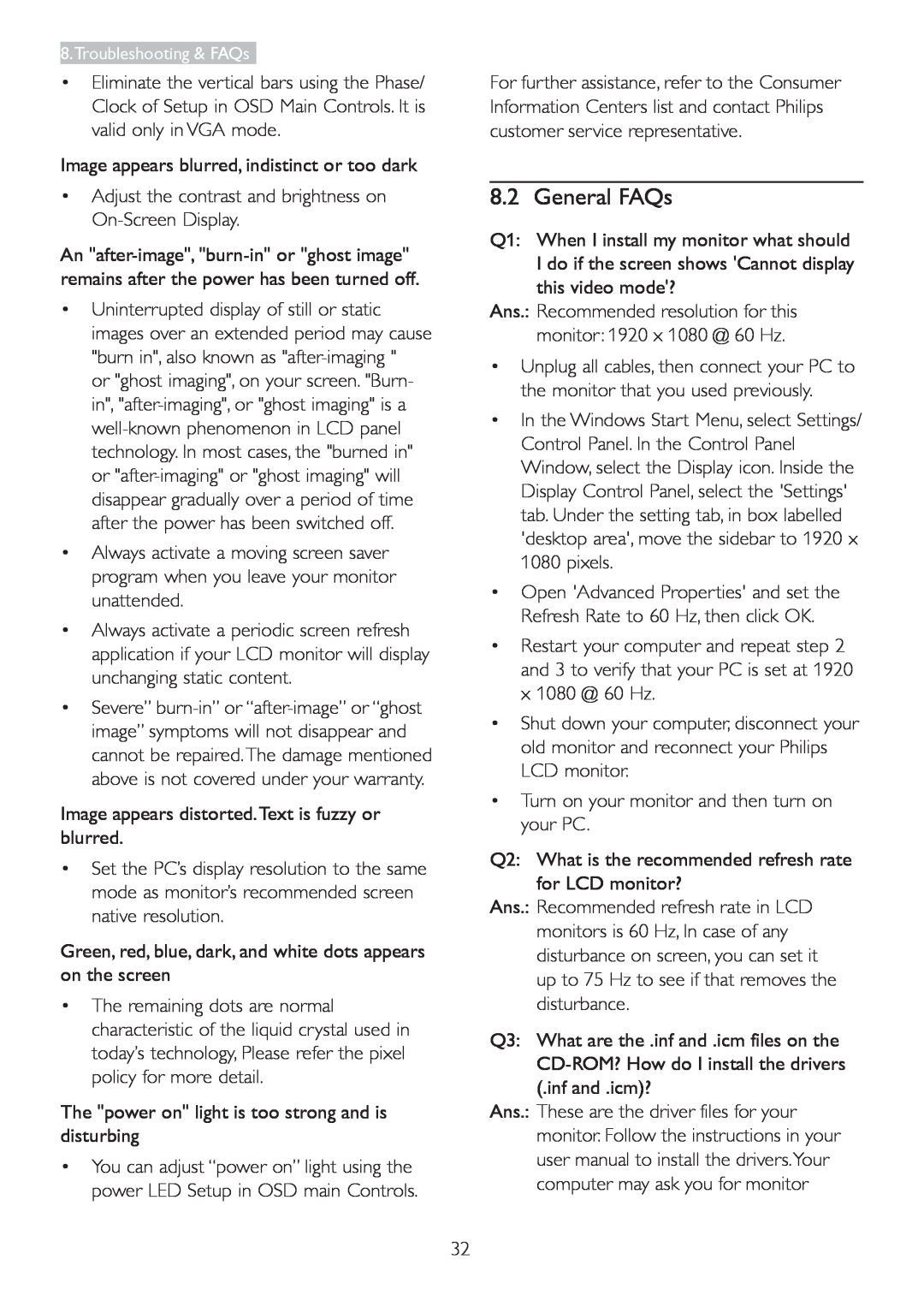 Philips 223V5 user manual General FAQs 