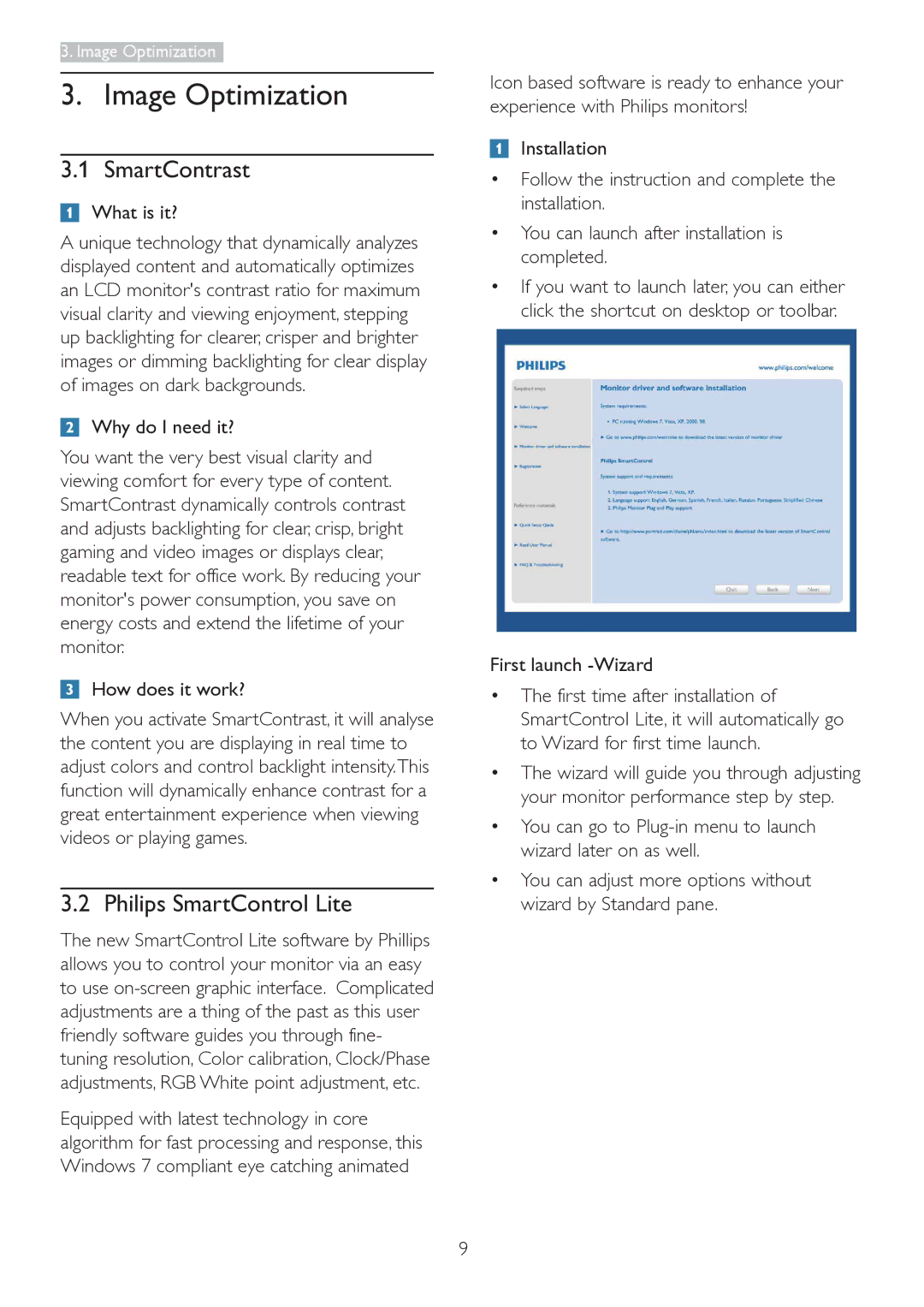 Philips 223V5 user manual Image Optimization, SmartContrast, Philips SmartControl Lite, What is it? 