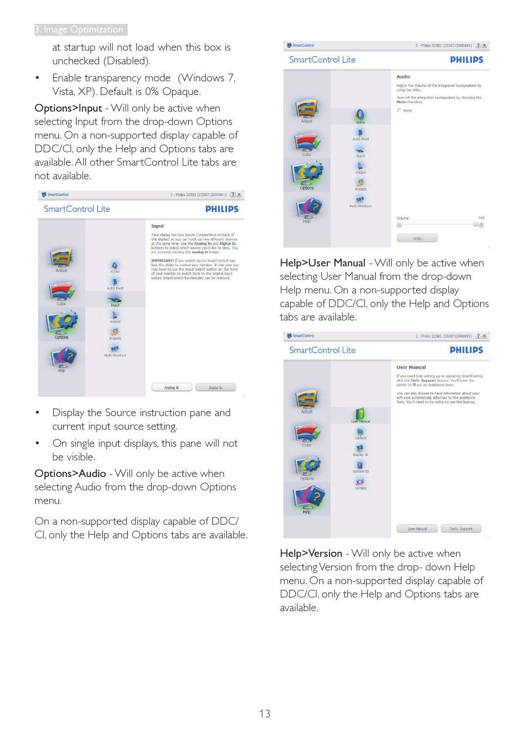 Philips 223V5 user manual Image Optimization 