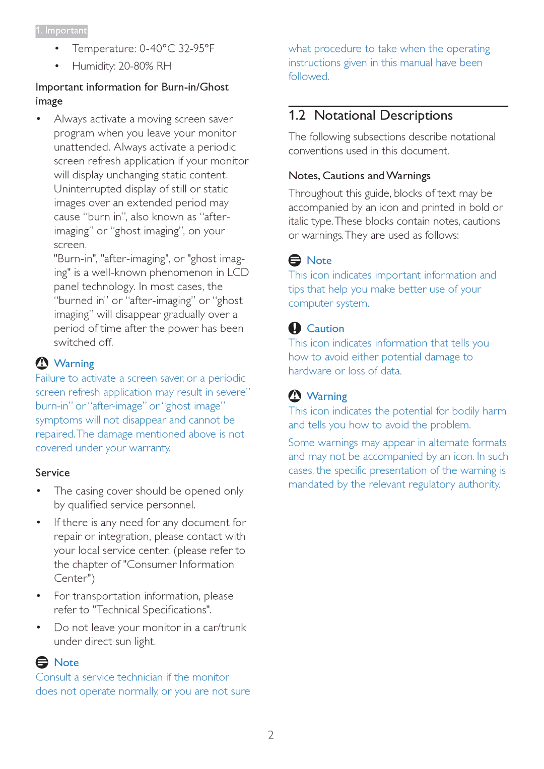 Philips 223V5 user manual Notational Descriptions 