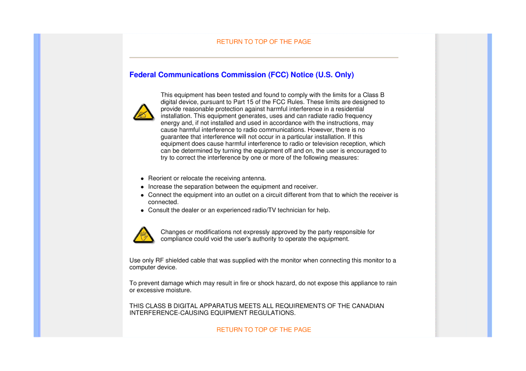 Philips 225B1 manual Federal Communications Commission FCC Notice U.S. Only 