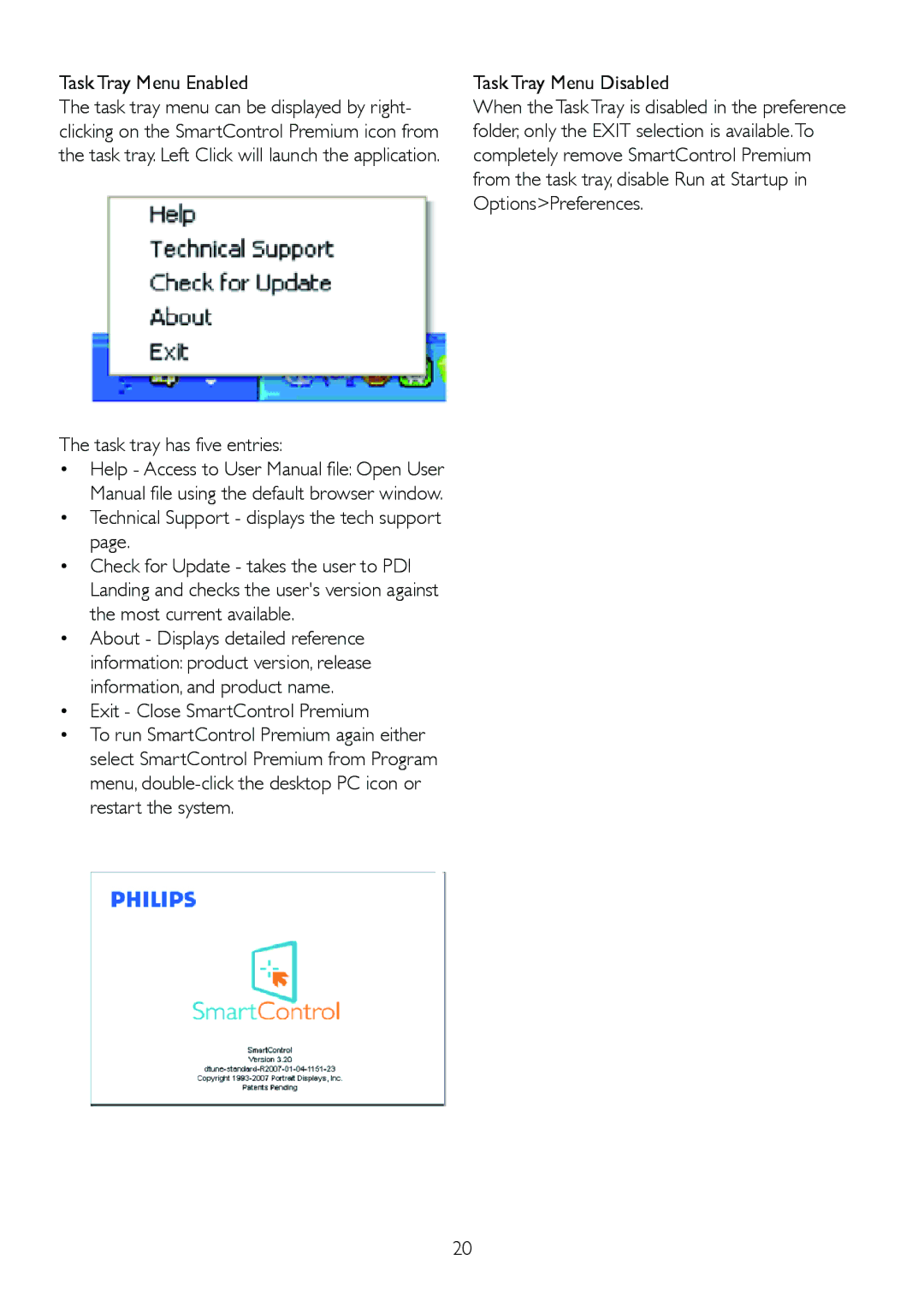 Philips 225BL2, 225B2CB/00 user manual Task Tray Menu Enabled 