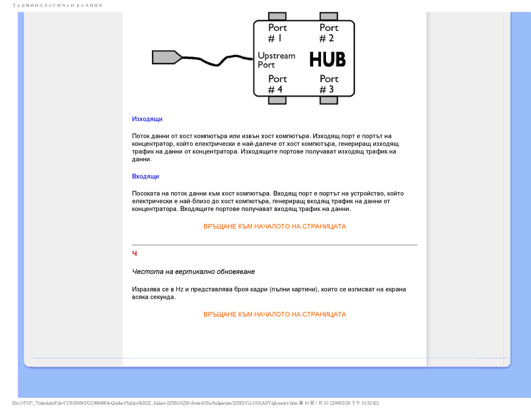 Philips 225BI user manual Честота на вертикално обновяване 