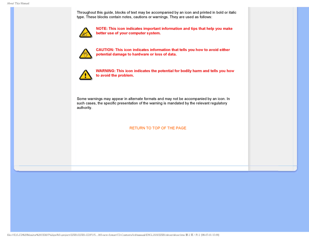 Philips 225P1ES/00 user manual Return to TOP 