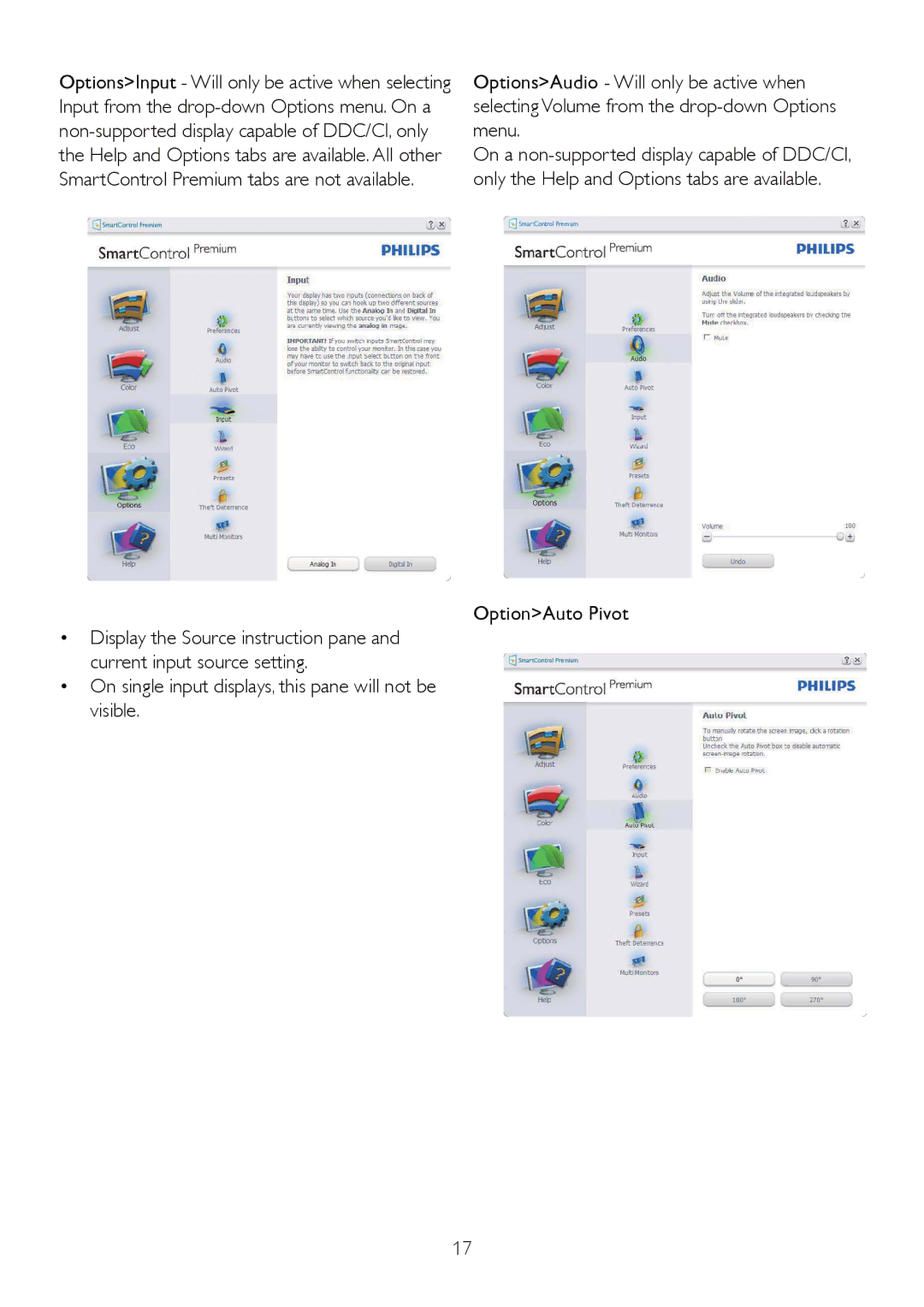 Philips 225P2, 225PL2 user manual OptionAuto Pivot 