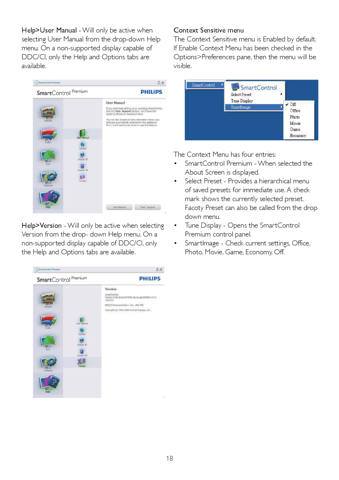 Philips 225PL2, 225P2 user manual Facoty Preset can also be called from the drop down menu 