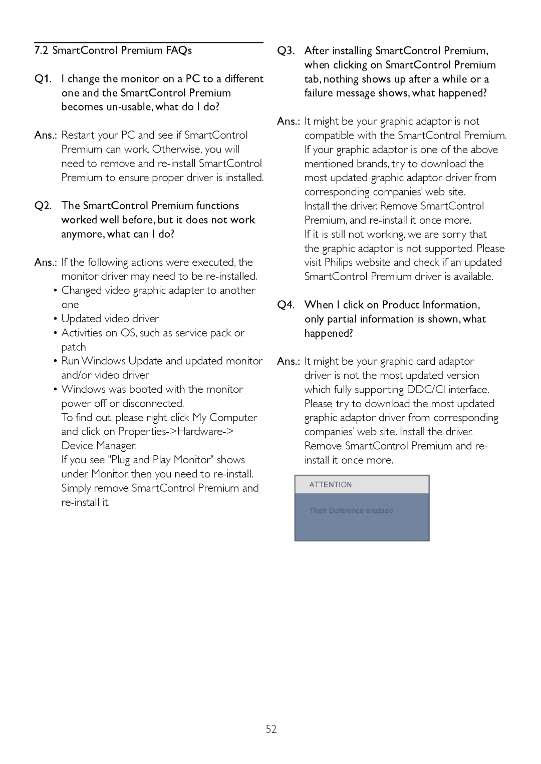 Philips 225PL2, 225P2 user manual SmartControl Premium FAQs 