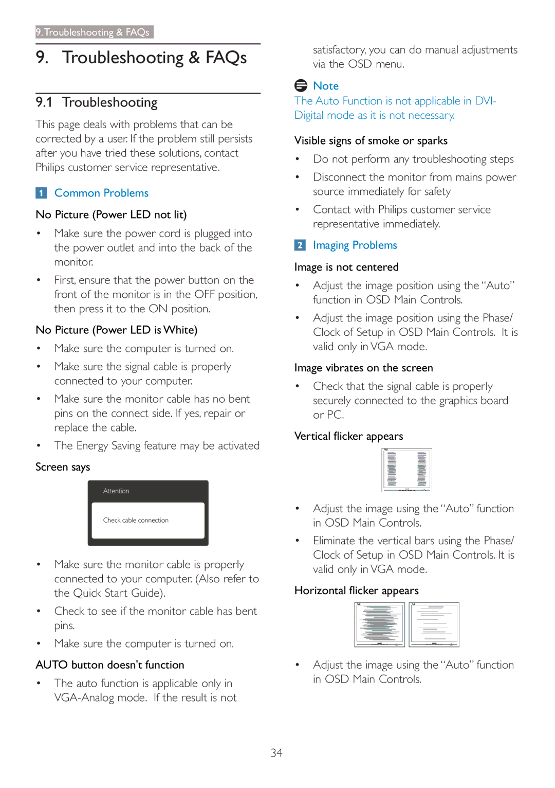 Philips 227E3L user manual Troubleshooting,  Make sure the computer is turned on 