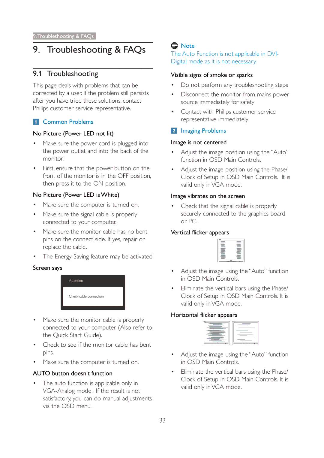 Philips 227E3Q user manual Troubleshooting, Make sure the computer is turned on 