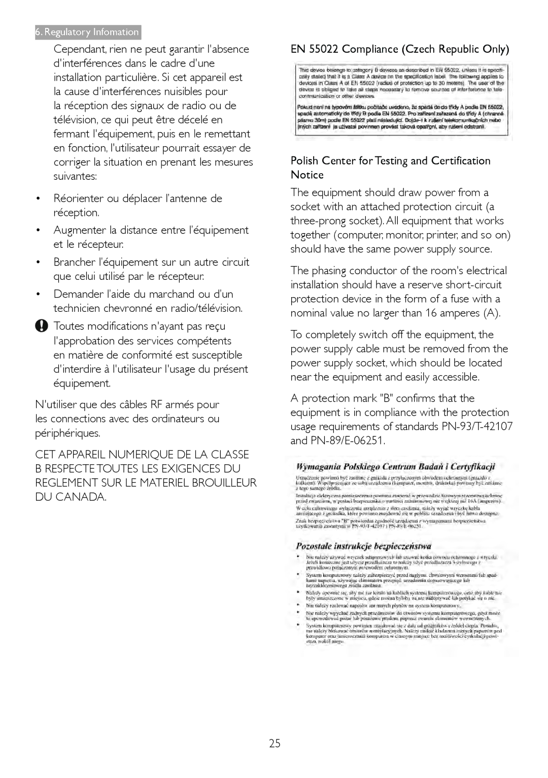 Philips 227E4LSB warranty Regulatory Infomation 