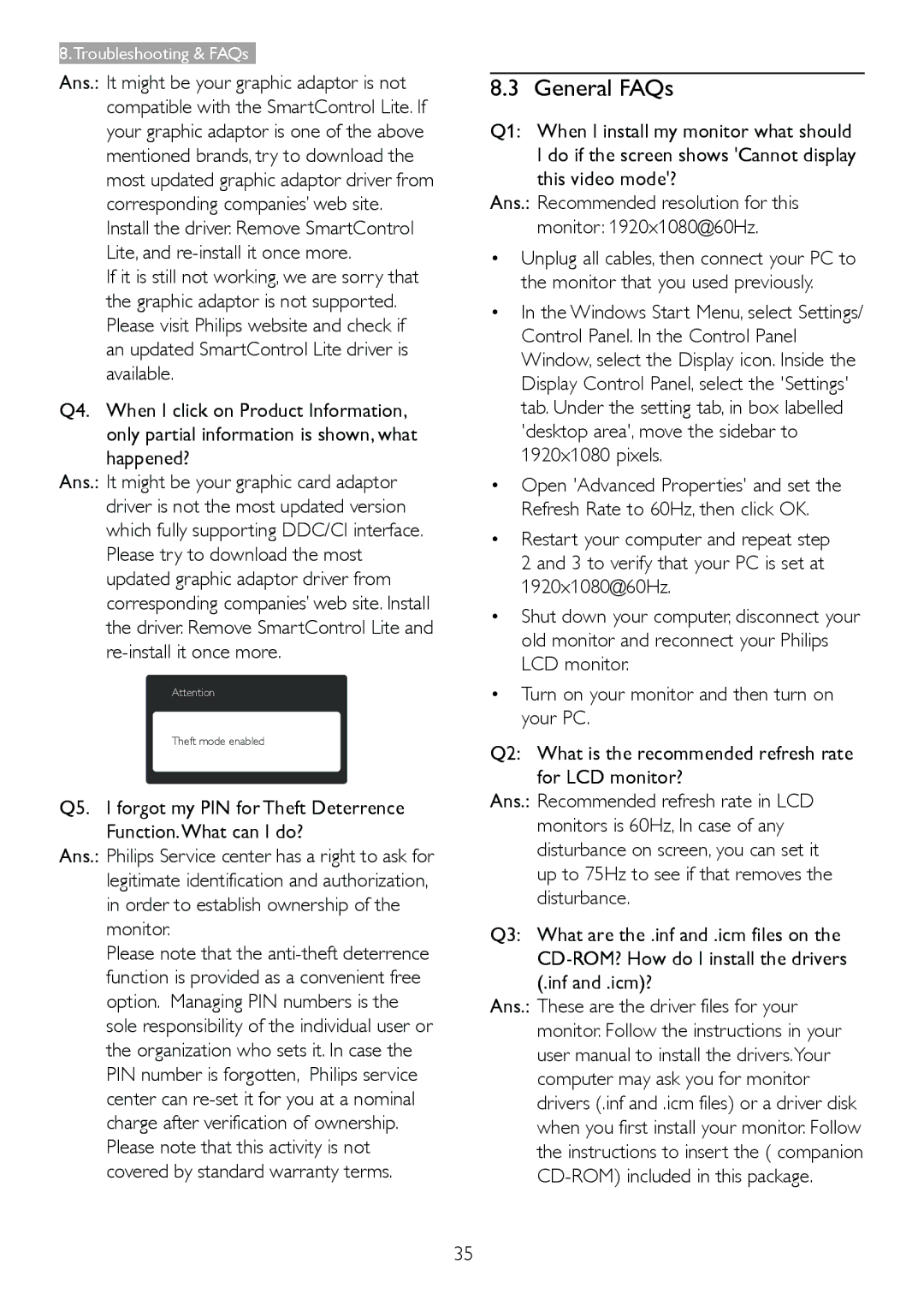 Philips 227E4LSB warranty General FAQs 