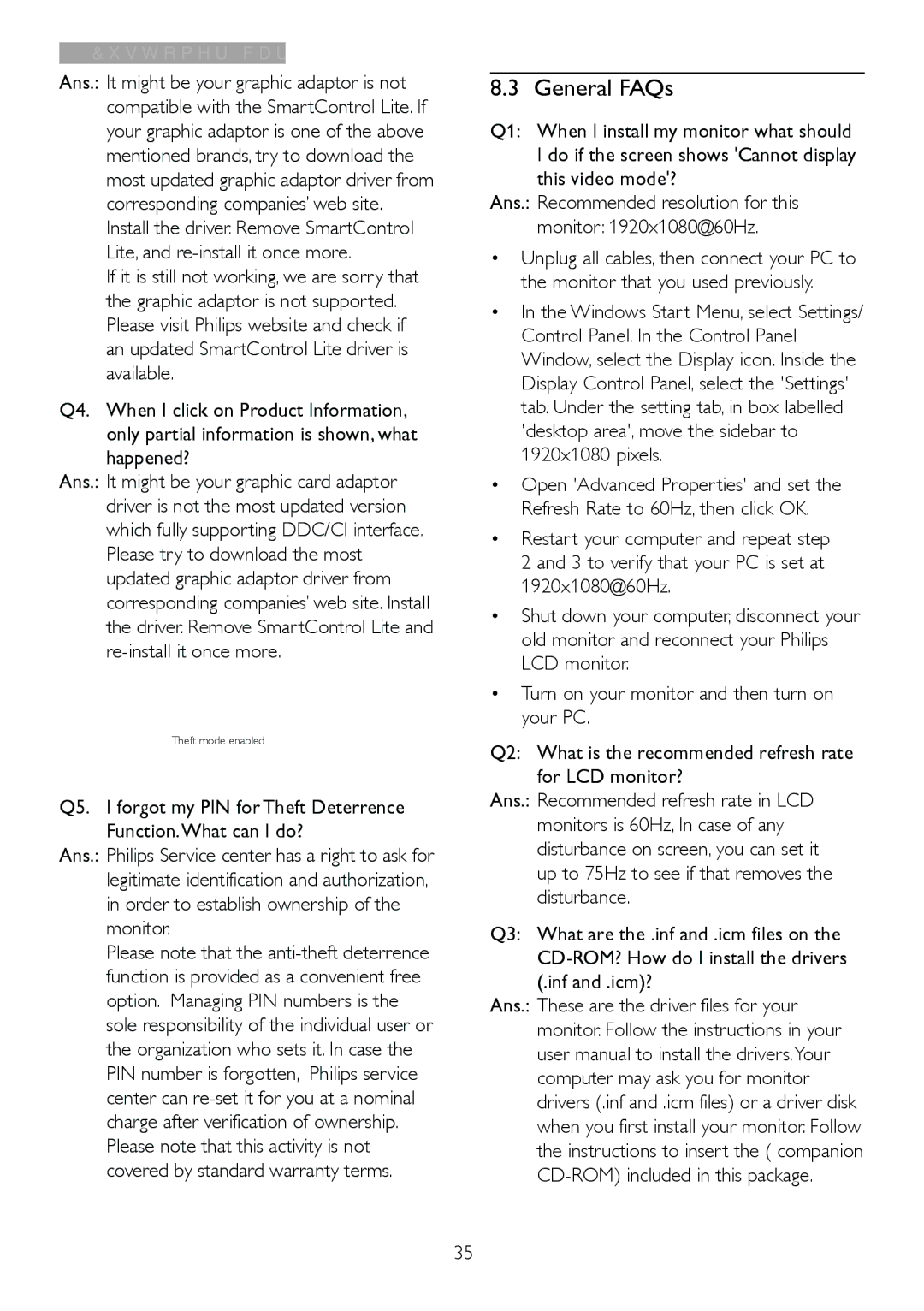 Philips 227E4LSB/27 warranty General FAQs 