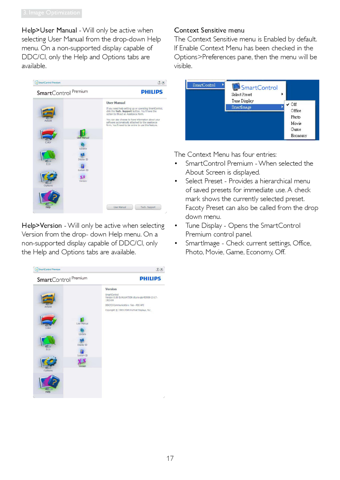 Philips 228C3L user manual Facoty Preset can also be called from the drop down menu 