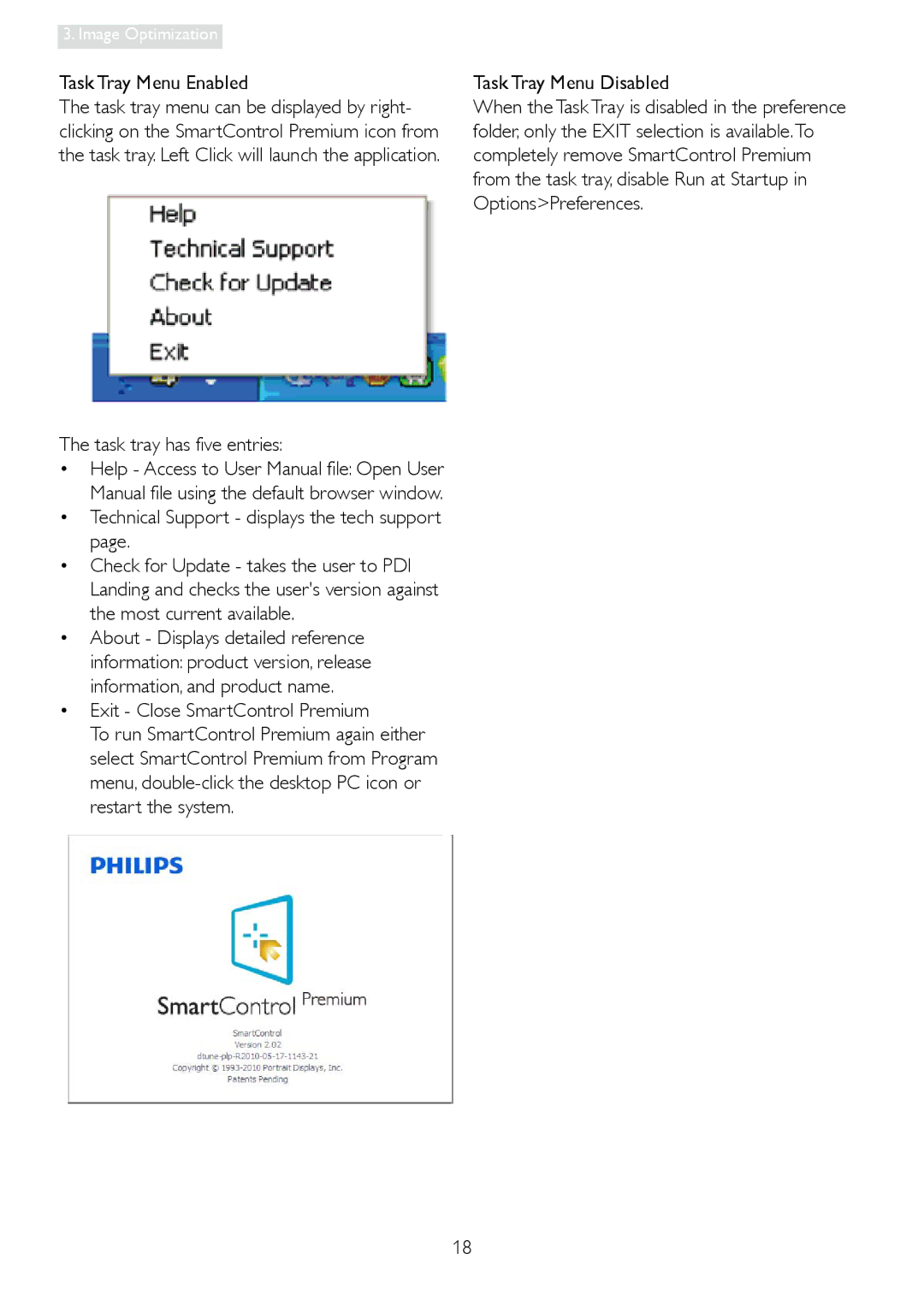 Philips 228C3L user manual Task Tray Menu Enabled 