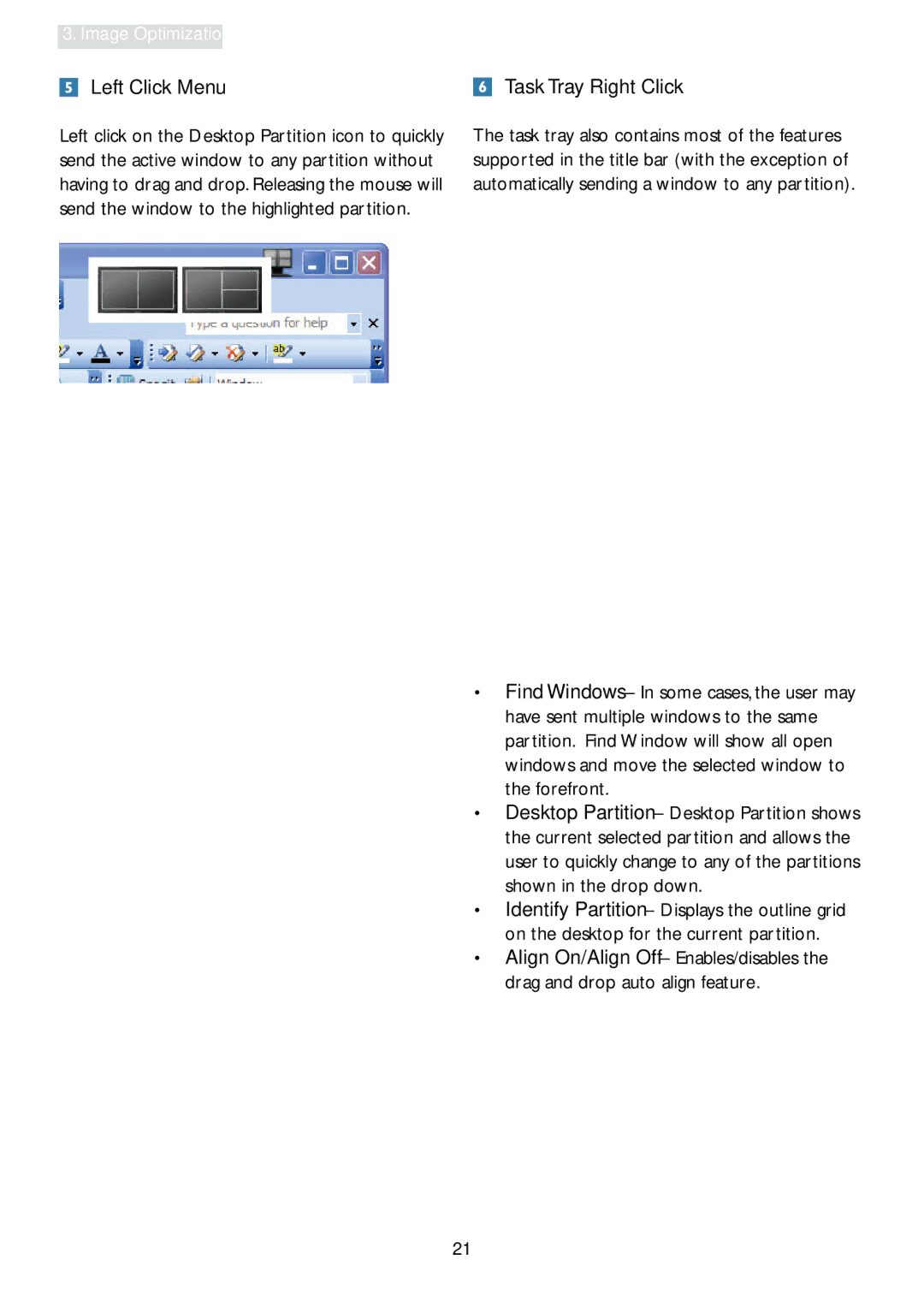 Philips 228C3L user manual Left Click Menu 