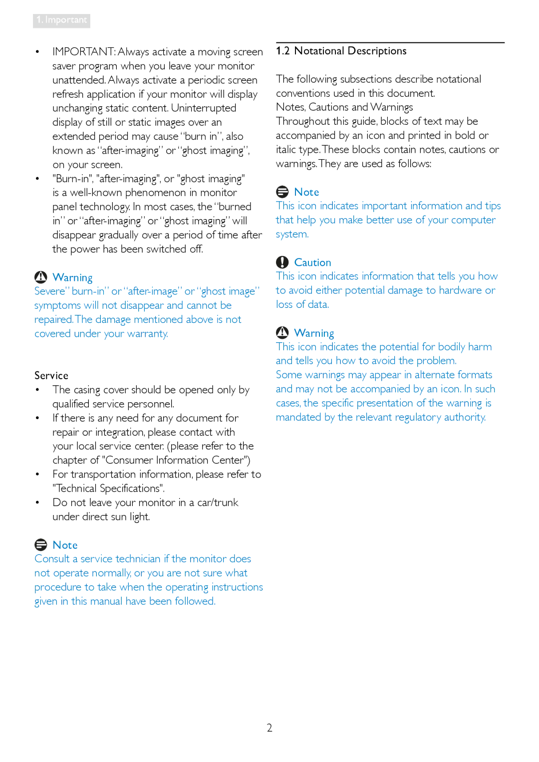 Philips 228C3L user manual Notational Descriptions 