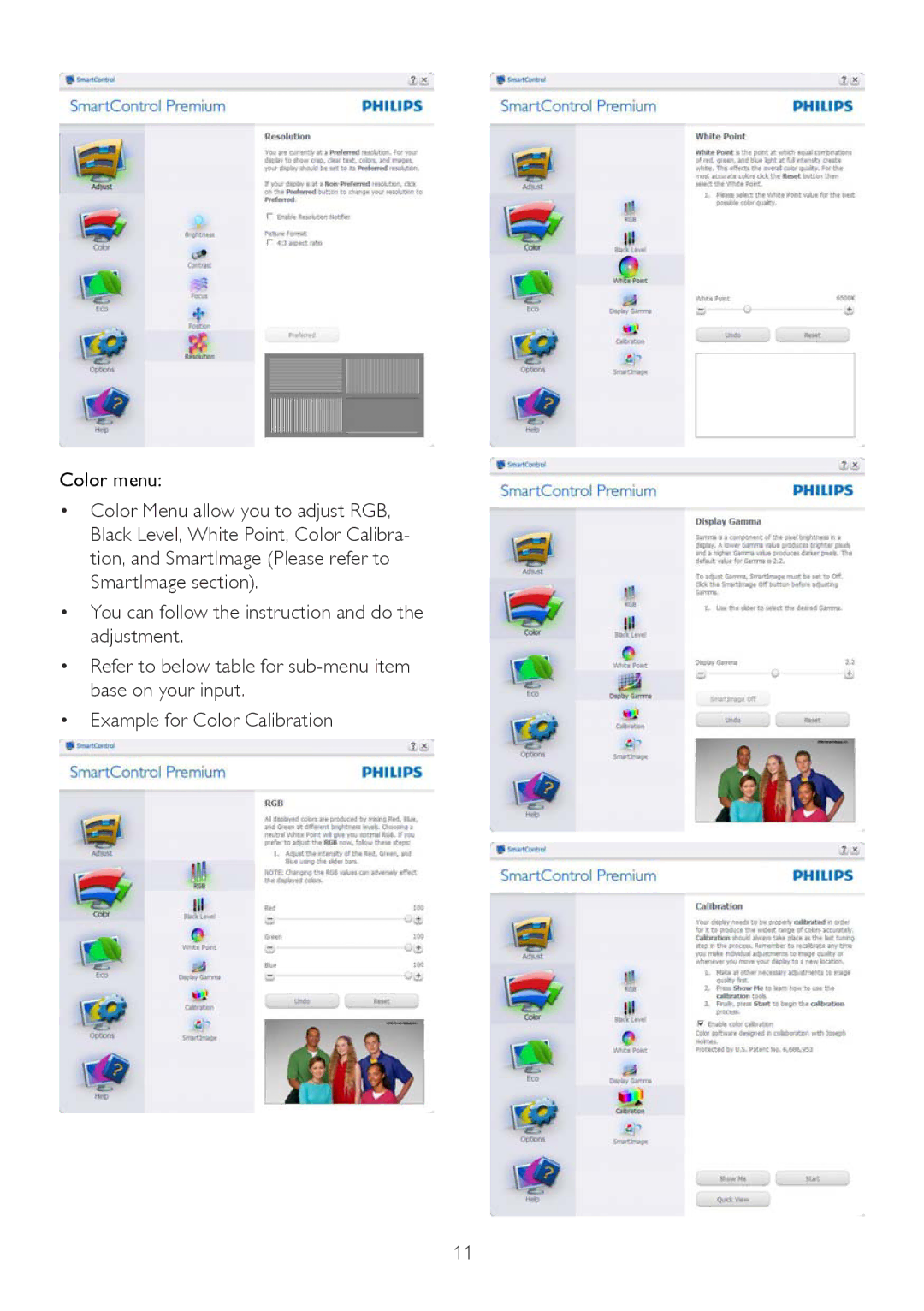 Philips 229CL2 user manual Color menu 