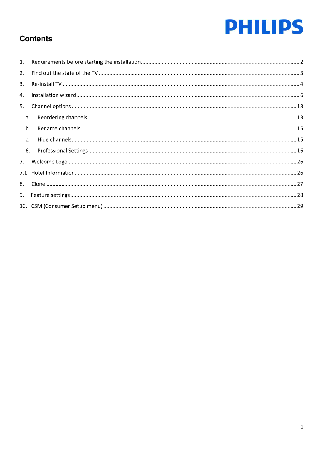 Philips 22HFL30x7x installation manual Contents 