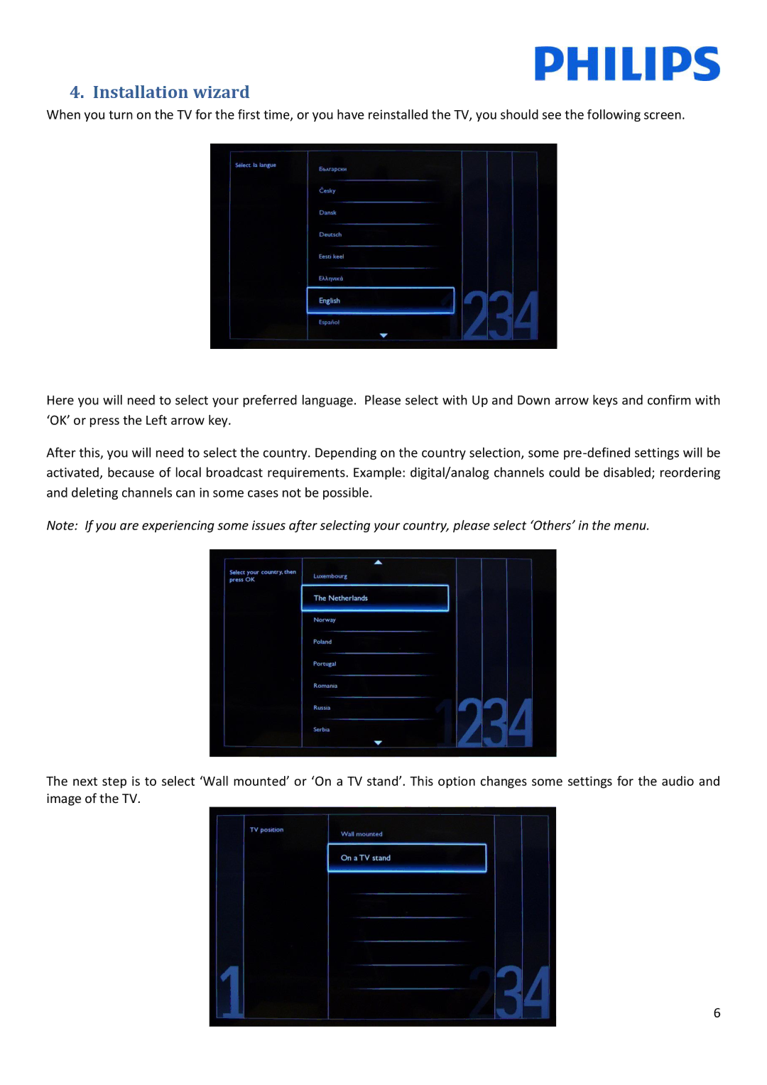 Philips 22HFL30x7x installation manual Installation wizard 