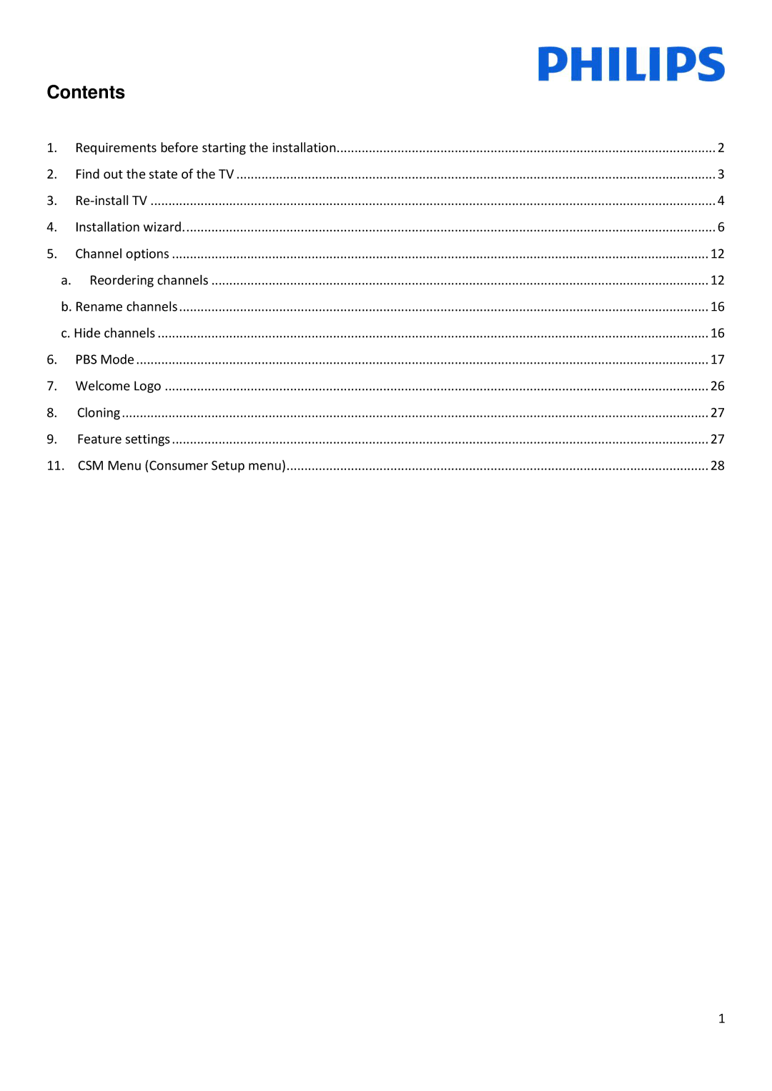 Philips 22HFL3233D, 10 installation manual Contents 