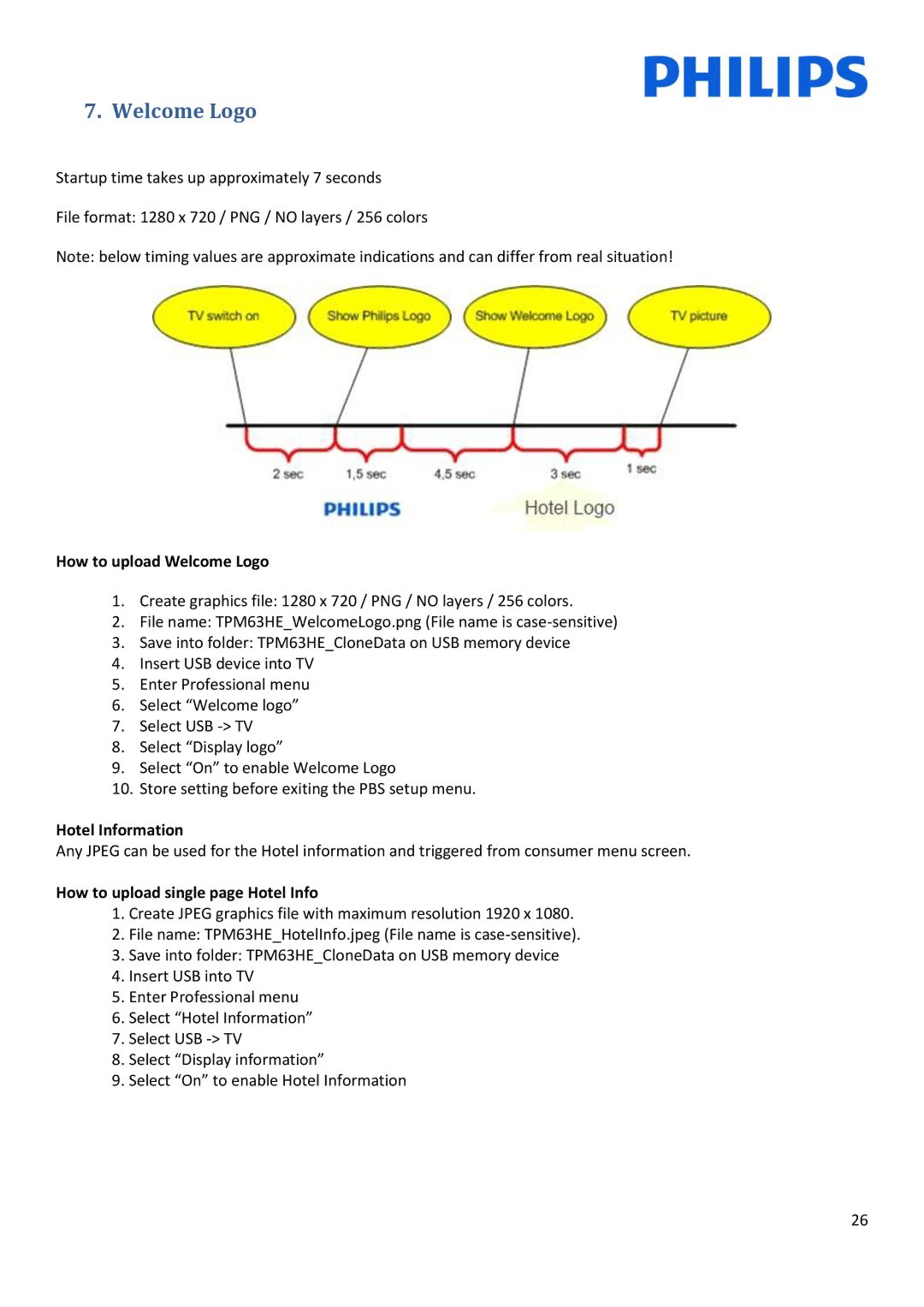 Philips 10, 22HFL3233D installation manual How to upload Welcome Logo 