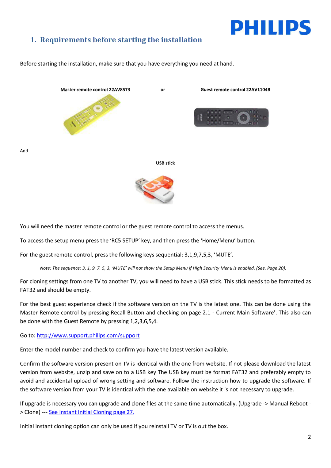 Philips 10, 22HFL3233D installation manual Requirements before starting the installation 