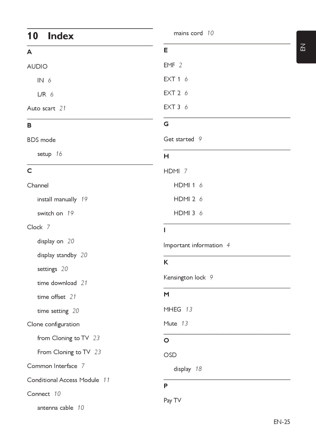 Philips 32HFL3350D, 22HFL3350D manual Index 