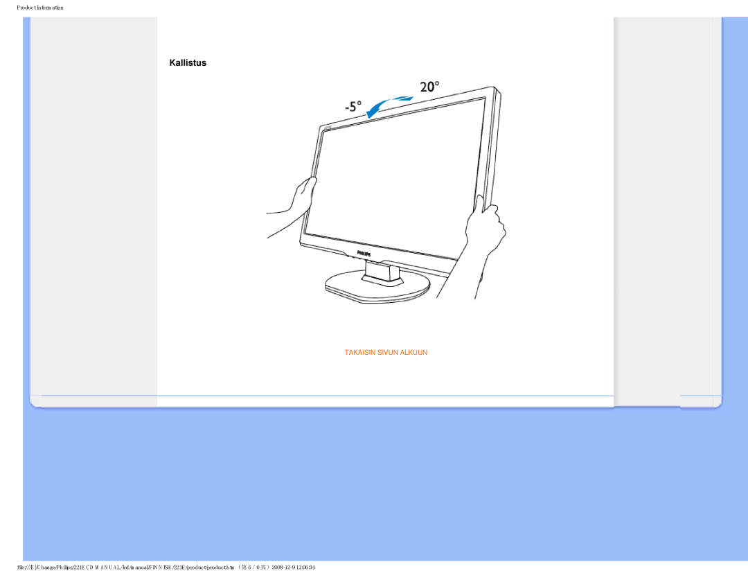 Philips 22IE user manual Kallistus 