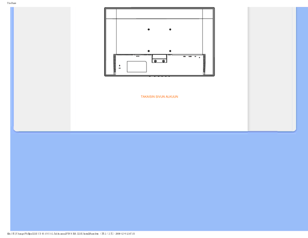 Philips 22IE user manual Takaisin Sivun Alkuun 