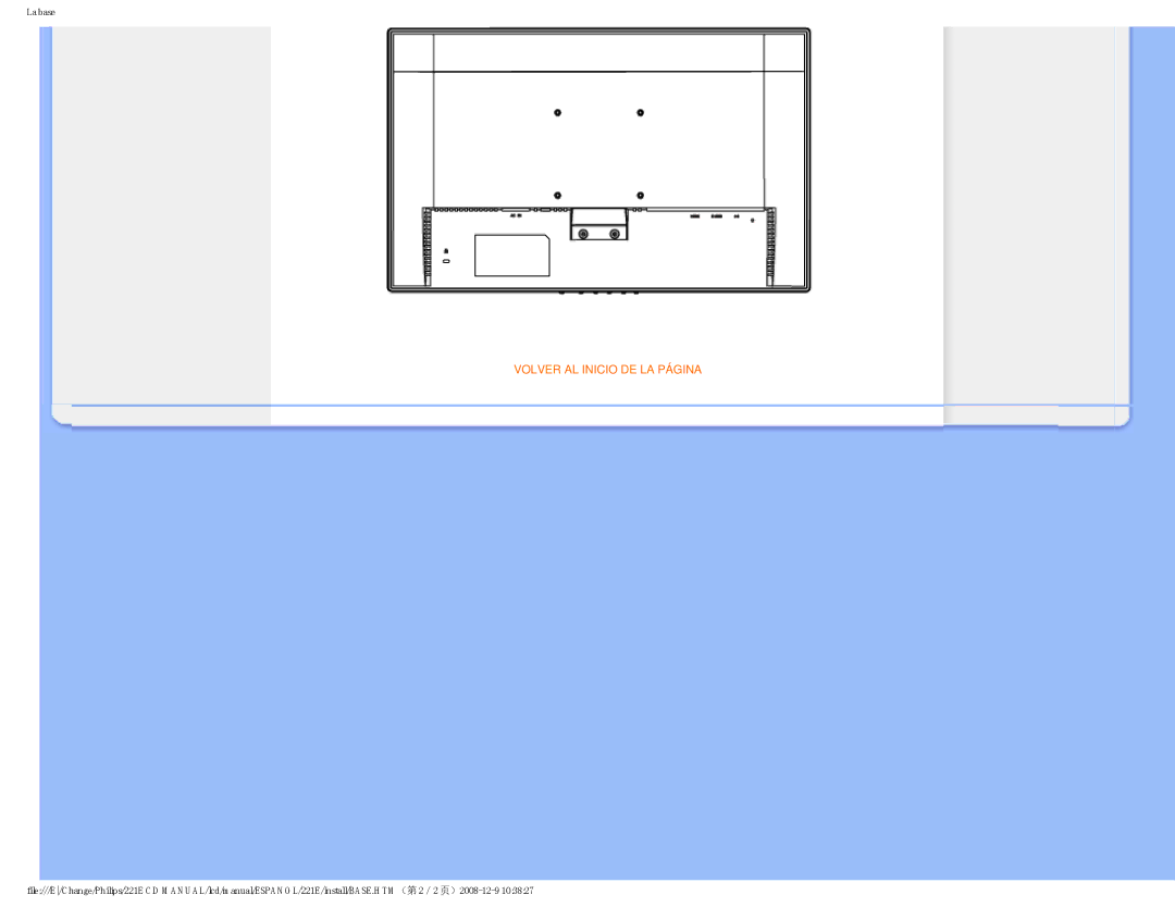 Philips 22IE user manual Volver AL Inicio DE LA Página 