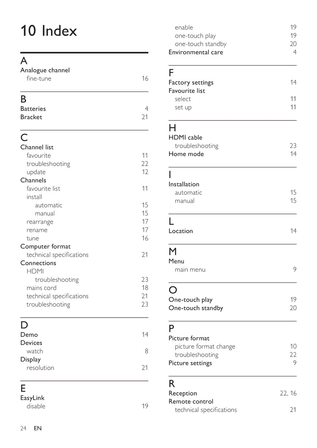 Philips 22PFL3409/93 user manual Index, Hdmi 