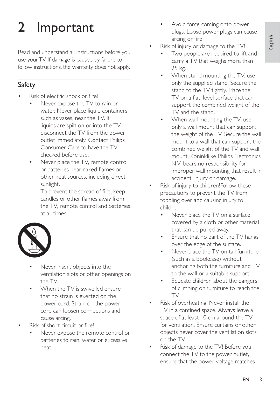 Philips 22PFL3409/93 user manual Safety 