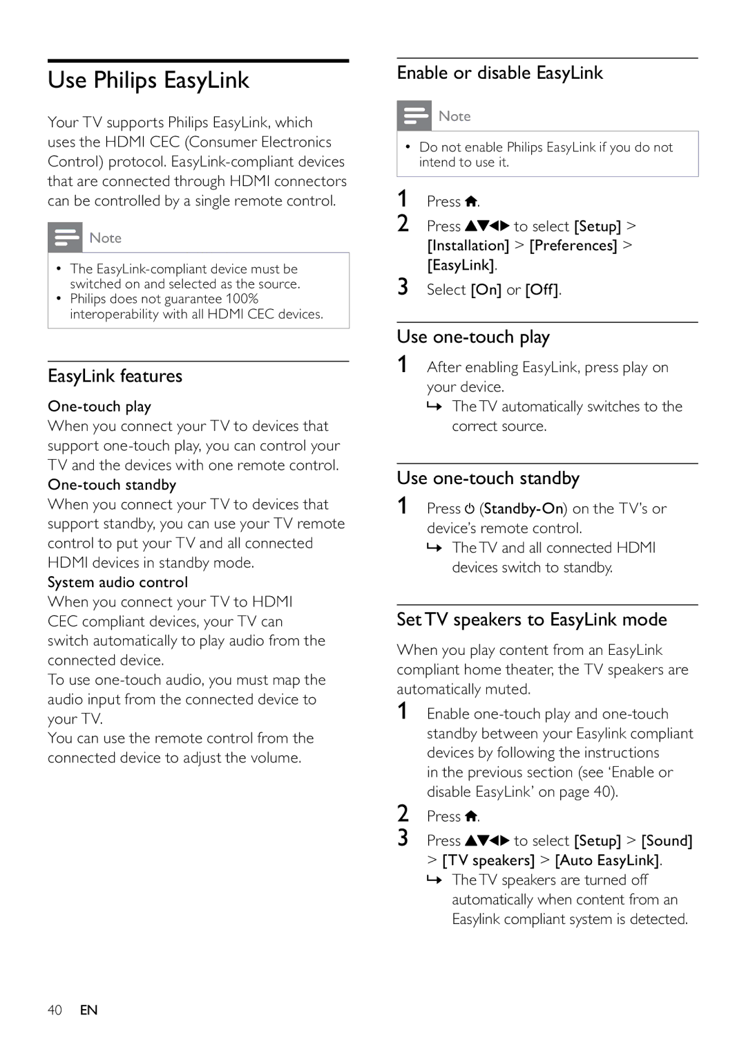 Philips 22PFL3805H user manual Use Philips EasyLink 